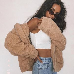 PRINCESS POLLY | teddy coat beige